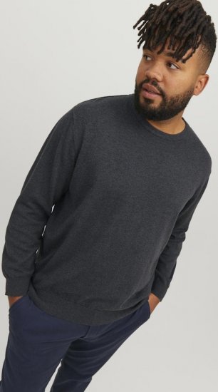Jack & Jones BASIC Knitted Sweater Dark Grey Melange - Džemperi un džemperi ar kapuci - Džemperi - 2XL-14XL