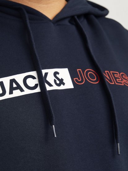 Jack & Jones CORP LOGO PLAY 5 Print Hoodie Navy Blazer - Džemperi un džemperi ar kapuci - Džemperi - 2XL-14XL