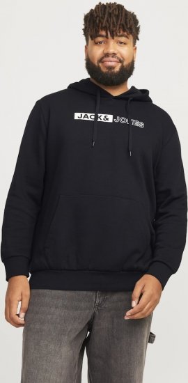 Jack & Jones CORP LOGO PLAY 5 Print Hoodie Black - Džemperi un džemperi ar kapuci - Džemperi - 2XL-14XL
