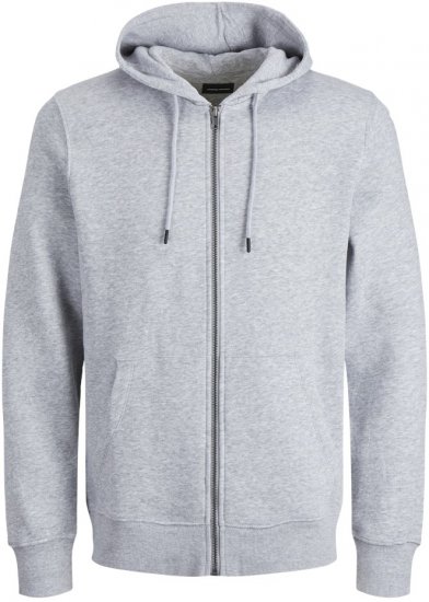 Jack & Jones BRADLEY Zip Hoodie Light Grey Melange - Džemperi un džemperi ar kapuci - Džemperi - 2XL-14XL
