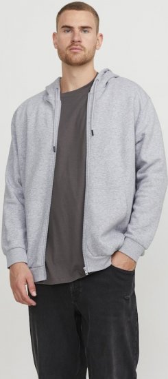 Jack & Jones BRADLEY Zip Hoodie Light Grey Melange - Džemperi un džemperi ar kapuci - Džemperi - 2XL-14XL