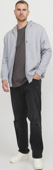 Jack & Jones BRADLEY Zip Hoodie Light Grey Melange - Džemperi un džemperi ar kapuci - Džemperi - 2XL-14XL