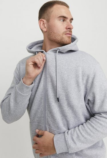 Jack & Jones BRADLEY Zip Hoodie Light Grey Melange - Džemperi un džemperi ar kapuci - Džemperi - 2XL-14XL