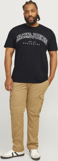 Jack & Jones CALEB VARSITY O-Neck T-Shirt Black - T-krekli - T-krekli - 2XL-14XL