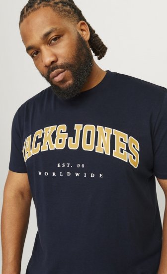 Jack & Jones CALEB VARSITY O-Neck T-Shirt Navy Blazer - T-krekli - T-krekli - 2XL-14XL