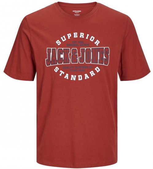 Jack & Jones JJELOGO O-Neck T-Shirt Red Ochre - T-krekli - T-krekli - 2XL-14XL