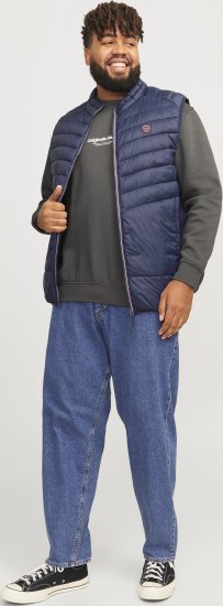 Jack & Jones SPRINT True Red Stitches BODYWARMER Navy Blazer - Jakas & Lietus apģērbs - Jakas - 2XL-12XL