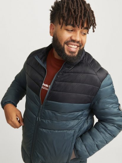 Jack & Jones SPRINT Black Blocking Quilted Collar Jacket Teal - Jakas & Lietus apģērbs - Jakas - 2XL-12XL