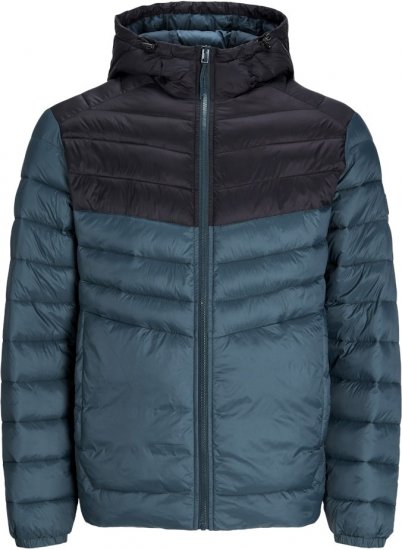 Jack & Jones SPRINT Black Blocking Quilted Hooded Jacket Turquoise Blue - Jakas & Lietus apģērbs - Jakas - 2XL-12XL