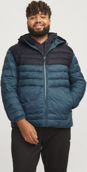 Jack & Jones SPRINT Black Blocking Quilted Hooded Jacket Turquoise Blue - Jakas & Lietus apģērbs - Jakas - 2XL-12XL