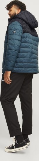 Jack & Jones SPRINT Black Blocking Quilted Hooded Jacket Turquoise Blue - Jakas & Lietus apģērbs - Jakas - 2XL-12XL