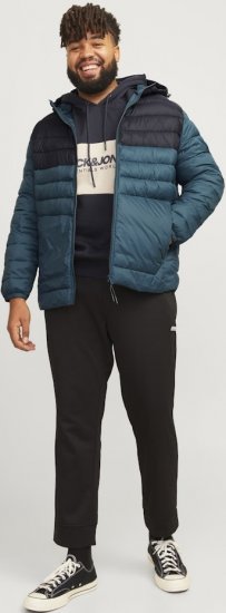 Jack & Jones SPRINT Black Blocking Quilted Hooded Jacket Turquoise Blue - Jakas & Lietus apģērbs - Jakas - 2XL-12XL