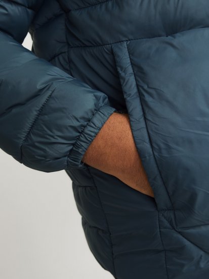 Jack & Jones SPRINT Black Blocking Quilted Hooded Jacket Turquoise Blue - Jakas & Lietus apģērbs - Jakas - 2XL-12XL