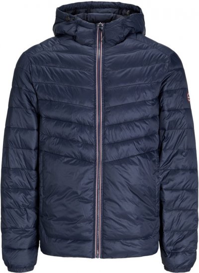 Jack & Jones SPRINT Red Stitches Quilted Hooded Jacket Navy Blazer - Jakas & Lietus apģērbs - Jakas - 2XL-12XL