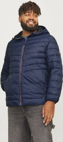Jack & Jones SPRINT Red Stitches Quilted Hooded Jacket Navy Blazer - Jakas & Lietus apģērbs - Jakas - 2XL-12XL
