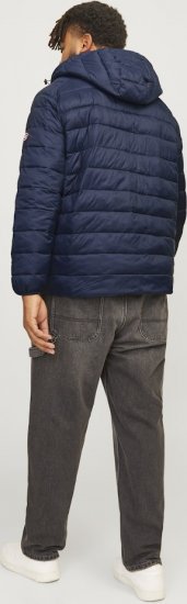 Jack & Jones SPRINT Red Stitches Quilted Hooded Jacket Navy Blazer - Jakas & Lietus apģērbs - Jakas - 2XL-12XL