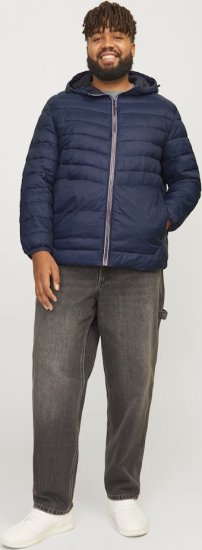 Jack & Jones SPRINT Red Stitches Quilted Hooded Jacket Navy Blazer - Jakas & Lietus apģērbs - Jakas - 2XL-12XL