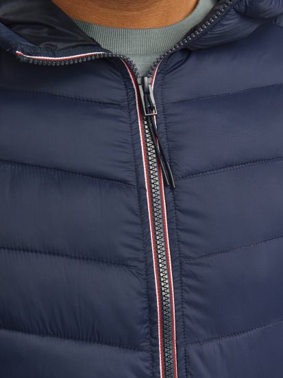 Jack & Jones SPRINT Red Stitches Quilted Hooded Jacket Navy Blazer - Jakas & Lietus apģērbs - Jakas - 2XL-12XL