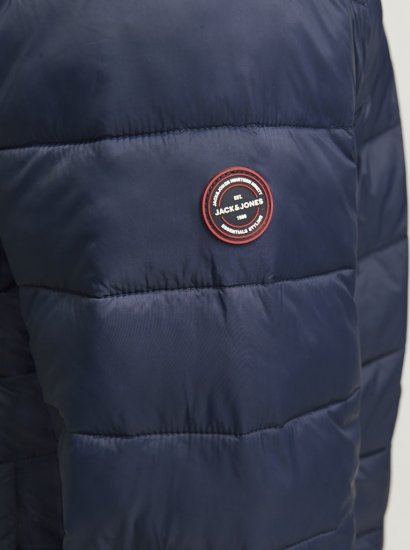 Jack & Jones SPRINT Red Stitches Quilted Hooded Jacket Navy Blazer - Jakas & Lietus apģērbs - Jakas - 2XL-12XL