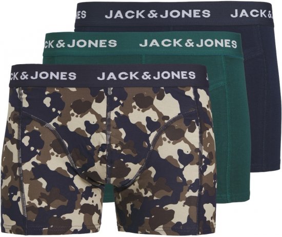 Jack & Jones JACCAMOFLAGE Trunks 3-Pack Navy Blazer - Apakšveļa un peldšorti - Apakšveļa - 2XL-8XL