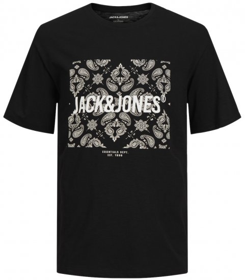 Jack & Jones JJPAISLEY T-Shirt Black - T-krekli - T-krekli - 2XL-14XL