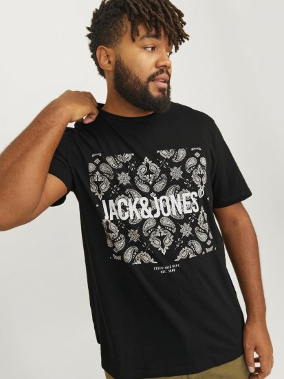 Jack & Jones JJPAISLEY T-Shirt Black - T-krekli - T-krekli - 2XL-14XL