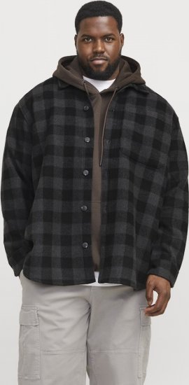 Jack & Jones ZAC BRUSHED Long Sleeve OVERSHIRT Grey - Krekli - Krekli - 2XL-8XL