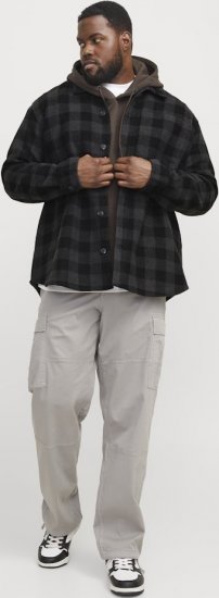 Jack & Jones ZAC BRUSHED Long Sleeve OVERSHIRT Grey - Krekli - Krekli - 2XL-8XL