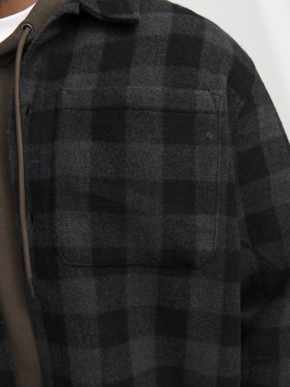 Jack & Jones ZAC BRUSHED Long Sleeve OVERSHIRT Grey - Krekli - Krekli - 2XL-8XL