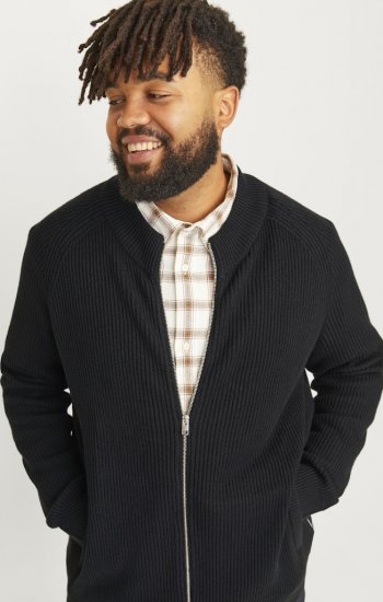 Jack & Jones PANNEL Turtleneck Knitted Sweater with Zipper Black - Džemperi un džemperi ar kapuci - Džemperi - 2XL-14XL