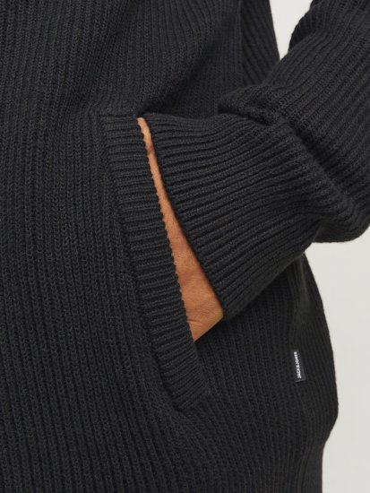 Jack & Jones PANNEL Turtleneck Knitted Sweater with Zipper Black - Džemperi un džemperi ar kapuci - Džemperi - 2XL-14XL