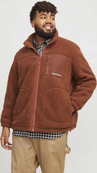Jack & Jones ESTERBRO High Collar Teddy Jacket Brandy Brown - Jakas & Lietus apģērbs - Jakas - 2XL-12XL