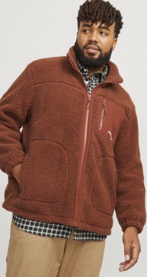 Jack & Jones ESTERBRO High Collar Teddy Jacket Brandy Brown - Jakas & Lietus apģērbs - Jakas - 2XL-12XL
