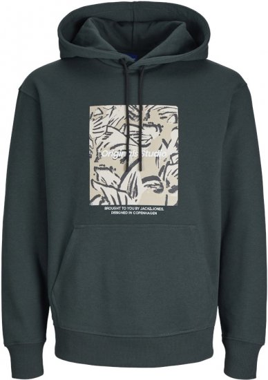 Jack & Jones ESTERBRO Hoodie Dark Green - Džemperi un džemperi ar kapuci - Džemperi - 2XL-14XL