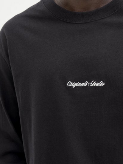 Jack & Jones Norrebro Crew Neck Long Sleeve T-Shirt Black - T-krekli - T-krekli - 2XL-14XL