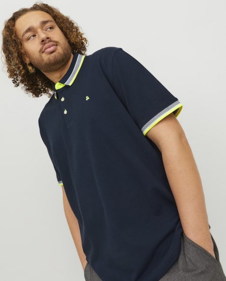 Jack & Jones PAULOS Short Sleeve Polo Dark Navy/NEON - Polo krekli - Polo krekli - 2XL-8XL