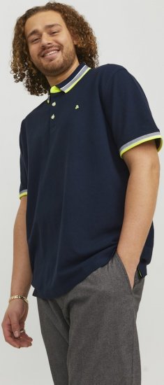 Jack & Jones PAULOS Short Sleeve Polo Dark Navy/NEON - Polo krekli - Polo krekli - 2XL-8XL