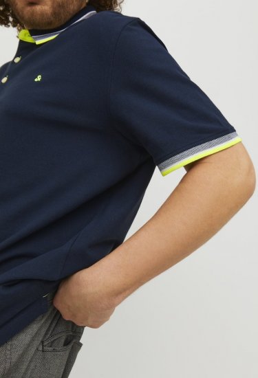 Jack & Jones PAULOS Short Sleeve Polo Dark Navy/NEON - Polo krekli - Polo krekli - 2XL-8XL