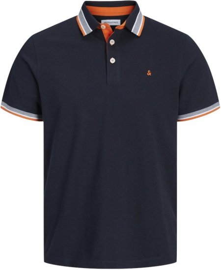 Jack & Jones PAULOS Short Sleeve Polo Black Navy/NEON - Polo krekli - Polo krekli - 2XL-8XL