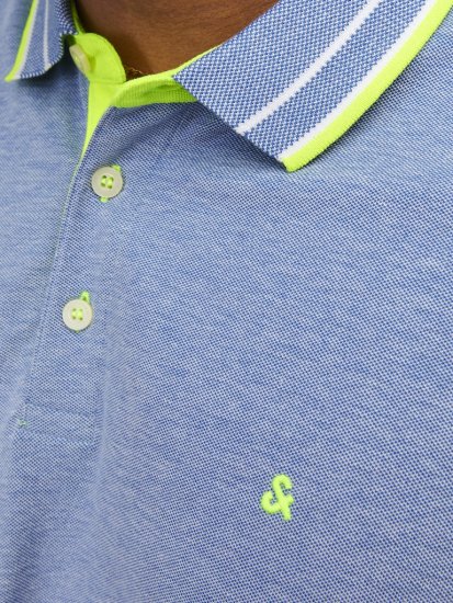 Jack & Jones PAULOS Short Sleeve Polo Light Blue/NEON - Polo krekli - Polo krekli - 2XL-8XL