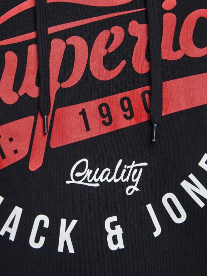 Jack & Jones Elogo Sweat Hood Black - Džemperi un džemperi ar kapuci - Džemperi - 2XL-14XL