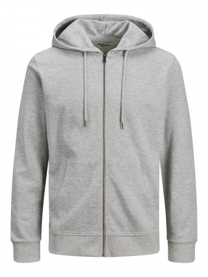 Jack & Jones Basic Sweat Zip Hood Light Grey Melange - Džemperi un džemperi ar kapuci - Džemperi - 2XL-14XL