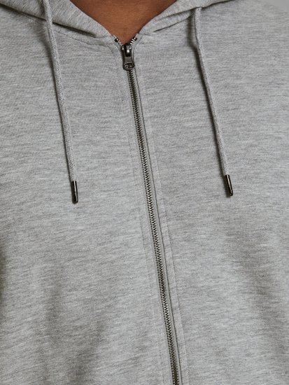 Jack & Jones Basic Sweat Zip Hood Light Grey Melange - Džemperi un džemperi ar kapuci - Džemperi - 2XL-14XL