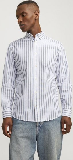 Jack & Jones OXFORD LS Shirt Striped Ensign Blue - Krekli - Krekli - 2XL-8XL