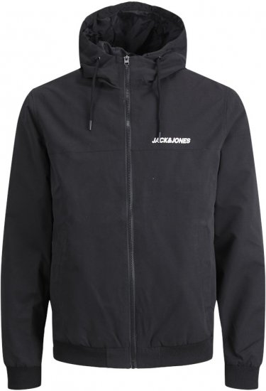Jack & Jones RUSH SOLID Bomber Jacket with Hood Black - Jakas & Lietus apģērbs - Jakas - 2XL-12XL
