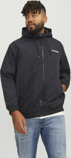 Jack & Jones RUSH SOLID Bomber Jacket with Hood Black - Jakas & Lietus apģērbs - Jakas - 2XL-12XL