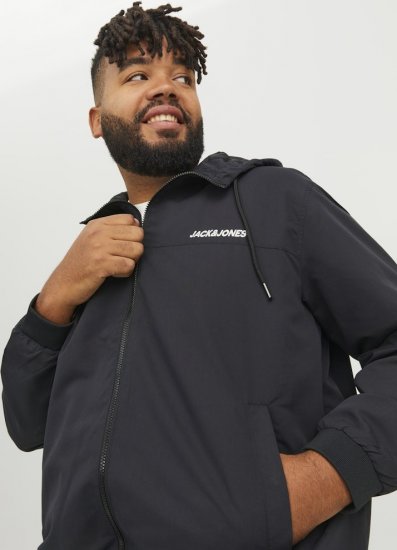 Jack & Jones RUSH SOLID Bomber Jacket with Hood Black - Jakas & Lietus apģērbs - Jakas - 2XL-12XL