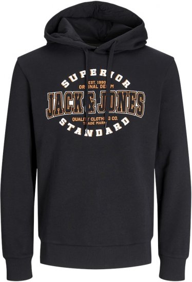 Jack & Jones 2 COL LOGO Hoodie Black - Džemperi un džemperi ar kapuci - Džemperi - 2XL-14XL