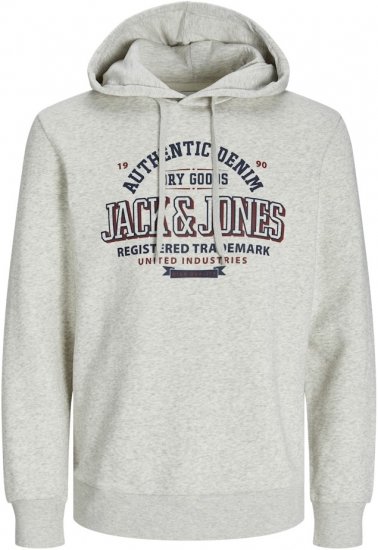 Jack & Jones 2 COL LOGO Hoodie White Melange - Džemperi un džemperi ar kapuci - Džemperi - 2XL-14XL