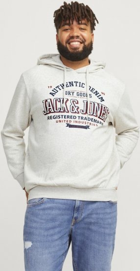 Jack & Jones 2 COL LOGO Hoodie White Melange - Džemperi un džemperi ar kapuci - Džemperi - 2XL-14XL